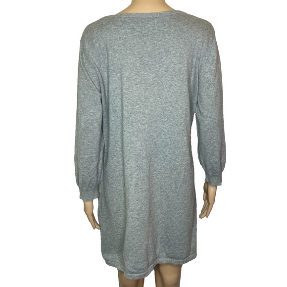 Women's XL Sundance Gray Lace Front Scoop Neck Cotton Knit Tunic Top - Picture 3 of 4
